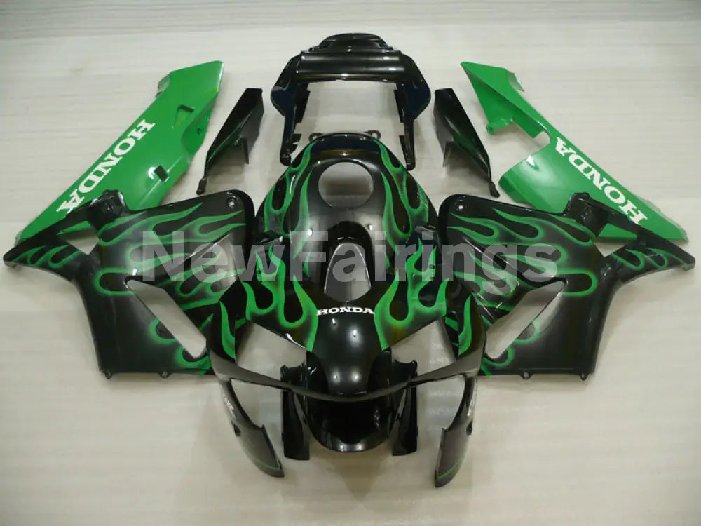 Black and Green Flame - CBR600RR 03-04 Fairing Kit -