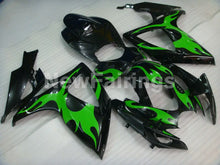 Load image into Gallery viewer, Black and Green Flame - GSX-R600 06-07 Fairing Kit -