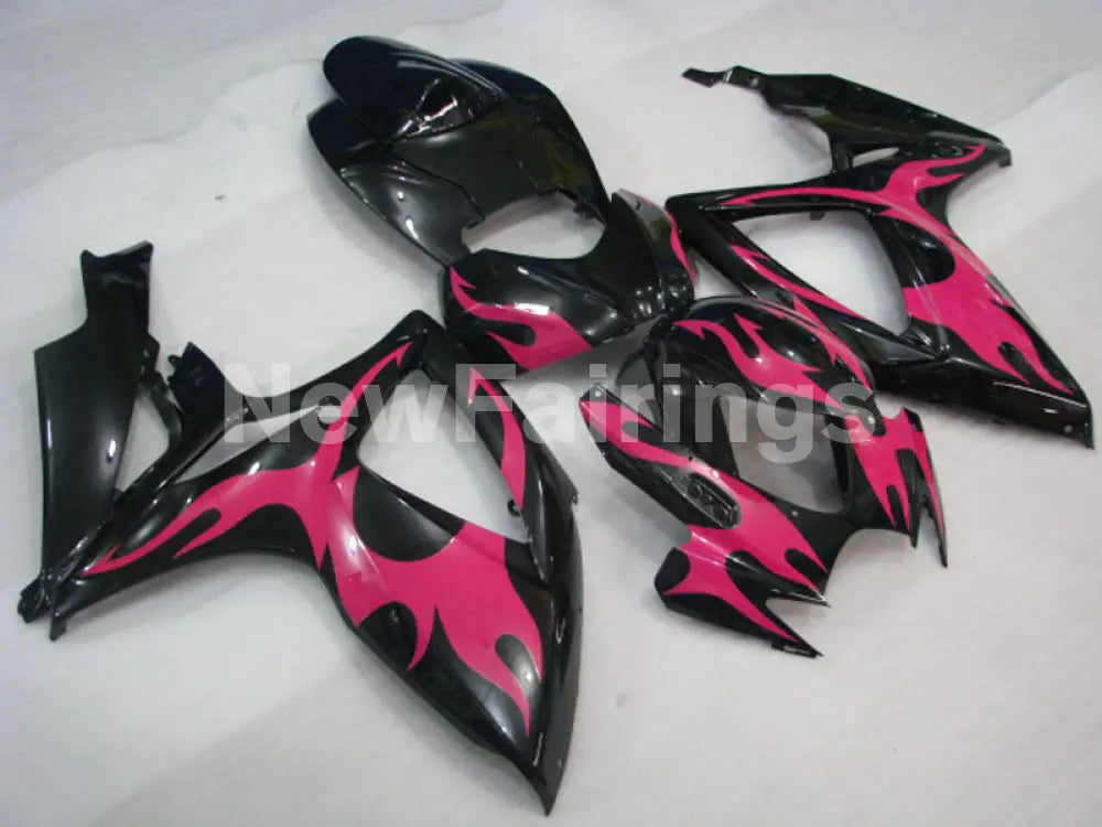 Black and Pink Flame - GSX-R600 06-07 Fairing Kit -