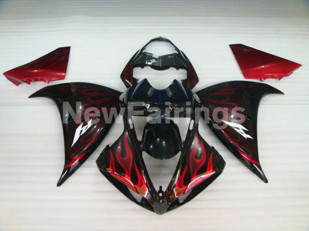 Black Red Flame - YZF-R1 09-11 Fairing Kit - Vehicles &