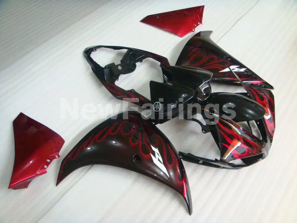 Black Red Flame - YZF-R1 12-14 Fairing Kit - Vehicles &