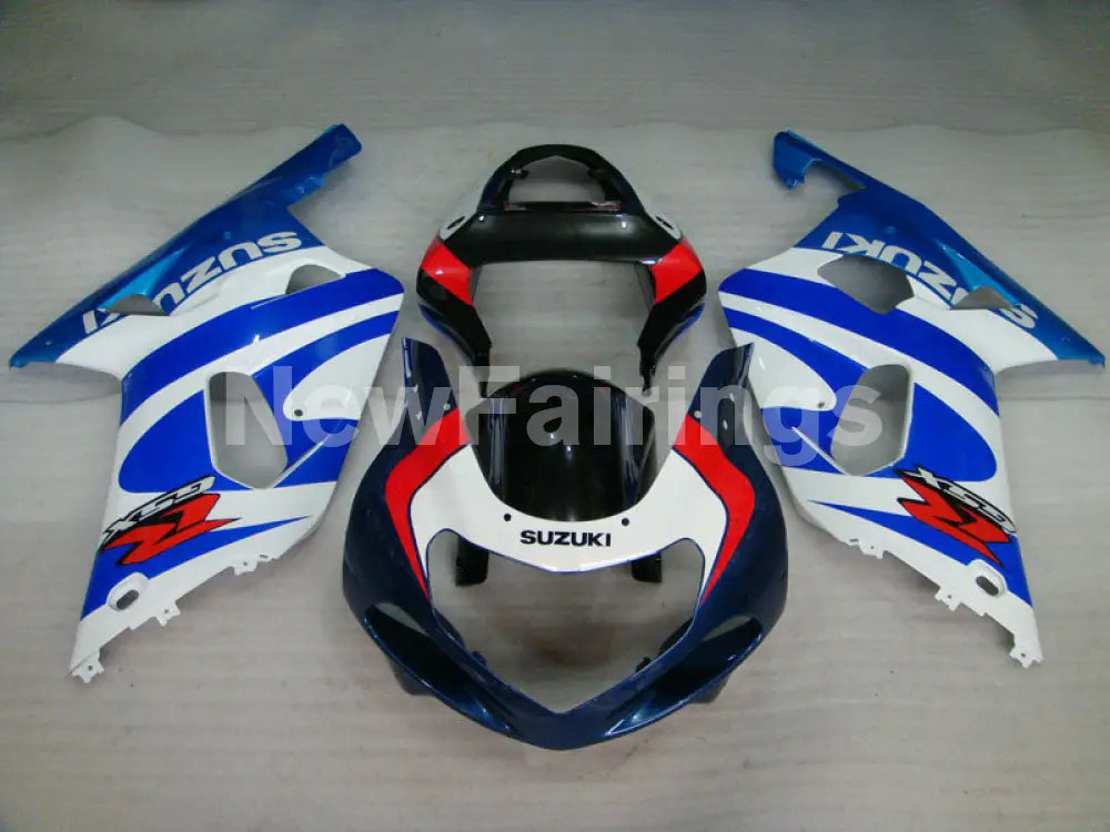 Blue and White Red Factory Style - GSX-R600 01-03 Fairing