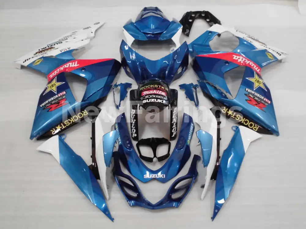 Blue and White ROCKSTAR - GSX - R1000 09 - 16 Fairing Kit