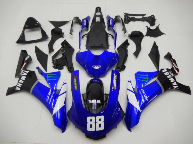 Blue and Black White Monster - YZF-R1 15-19 Fairing Kit