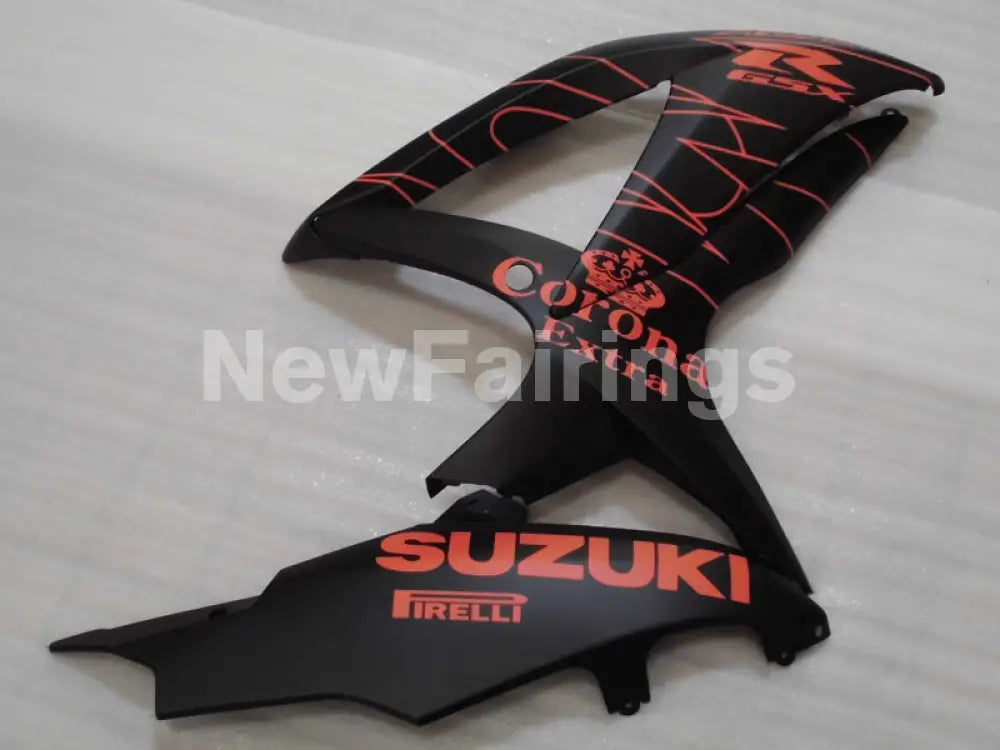 Matte Black and Orange Corona - GSX-R600 08-10 Fairing Kit