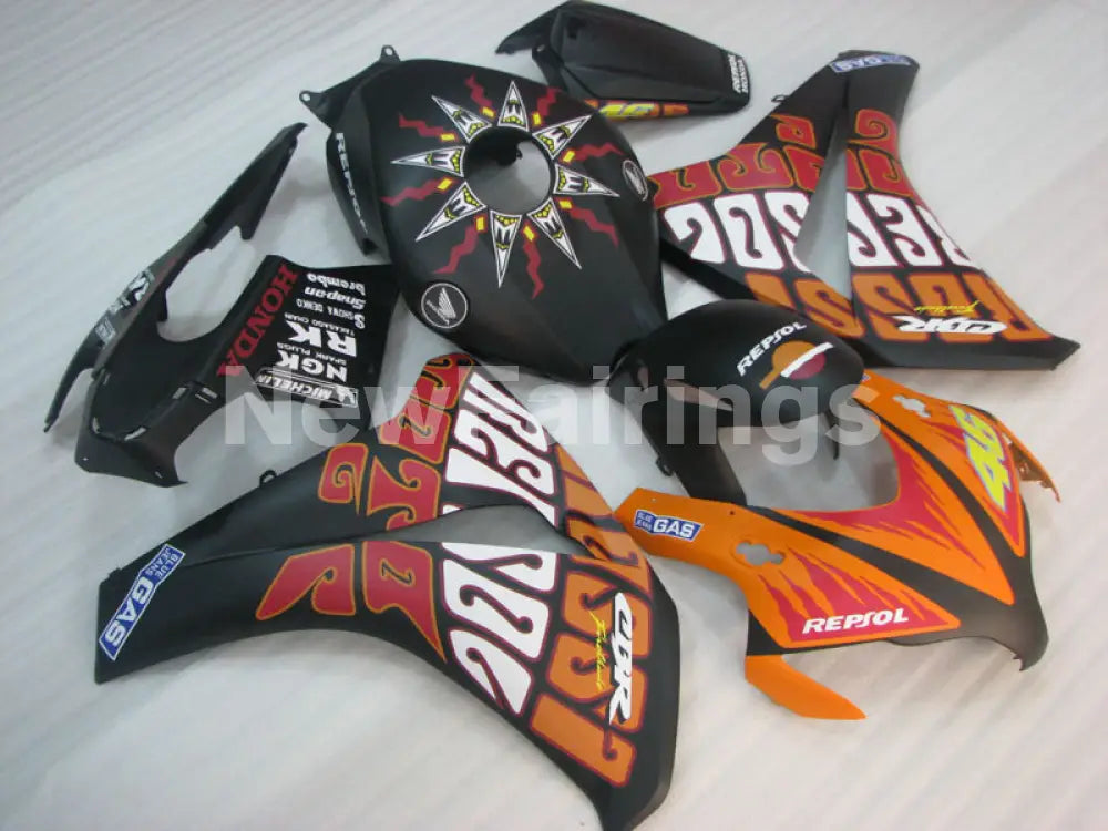 Matte Black and Orange Rossi - CBR1000RR 08-11 Fairing Kit -