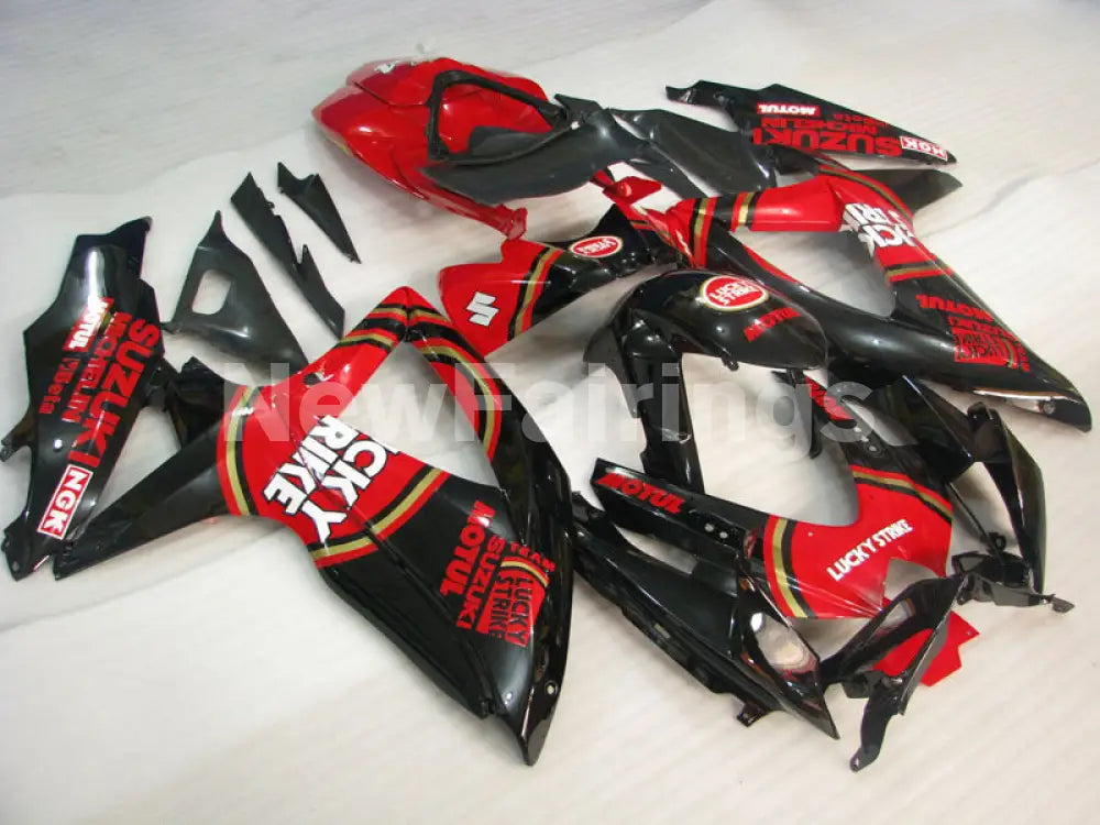 Red and Black Lucky Strike - GSX-R600 08-10 Fairing Kit