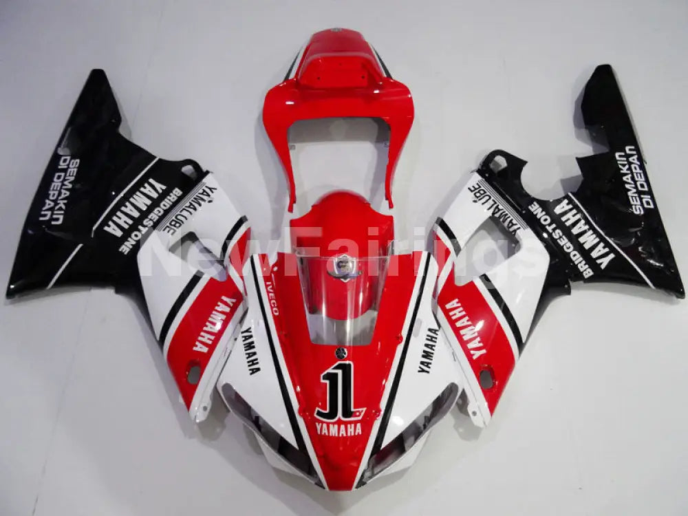 Red and White Black Bridgestone - YZF-R1 00-01 Fairing Kit