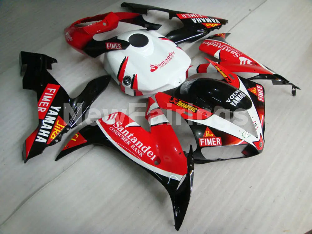 Red Black and White Santander - YZF-R1 04-06 Fairing Kit