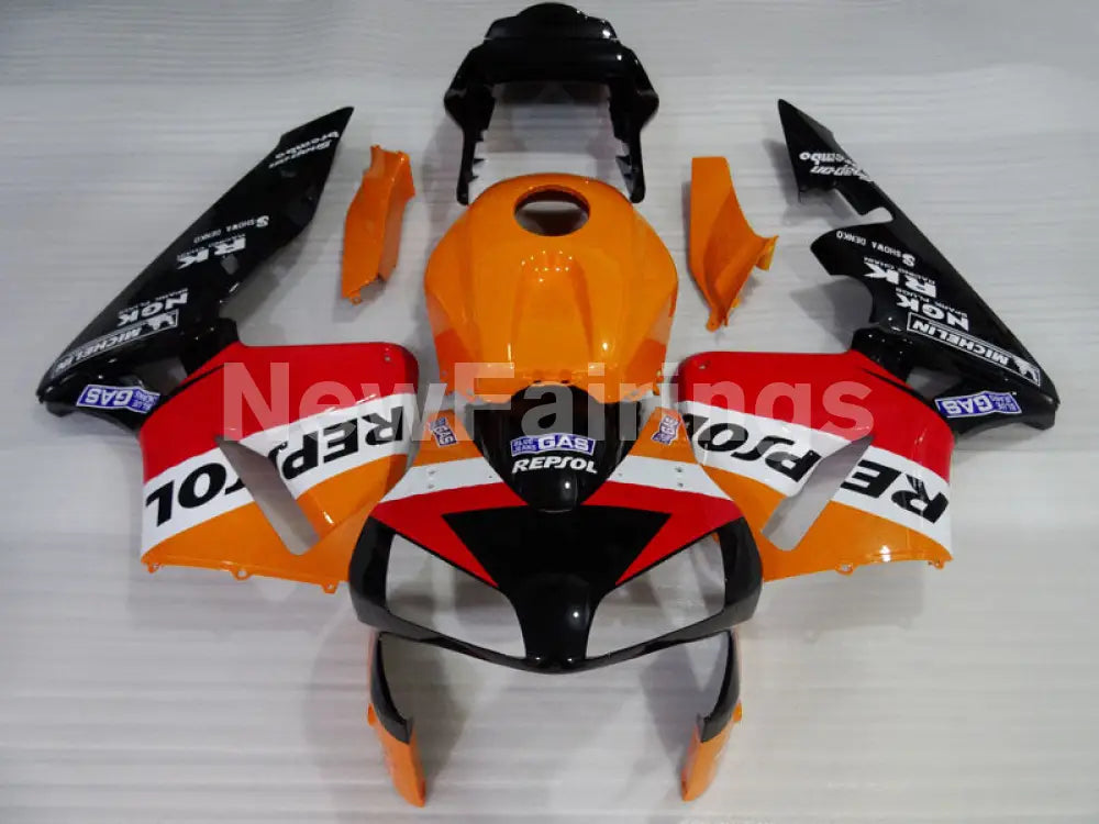 Red Orange and Black Repsol - CBR600RR 03-04 Fairing Kit -