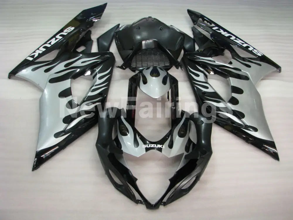 Silver and Black Flame - GSX - R1000 05 - 06 Fairing Kit