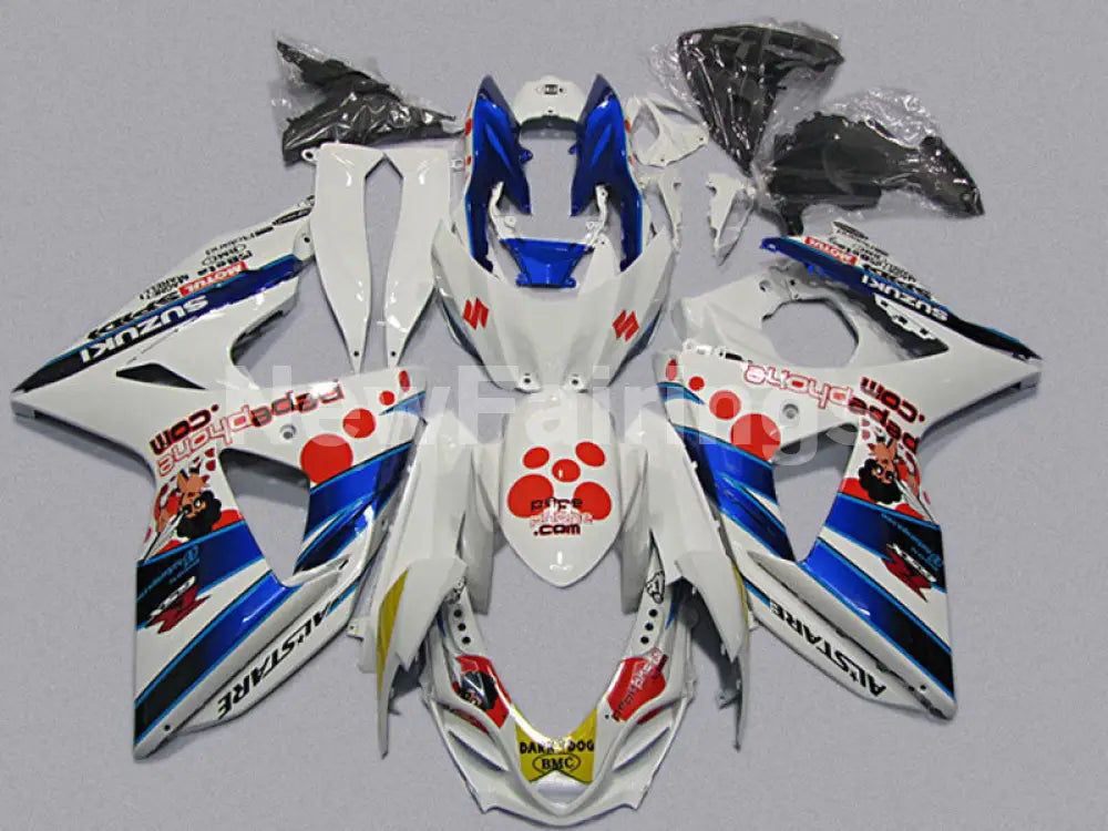 White and Blue Dark Dog - GSX - R1000 09 - 16 Fairing Kit