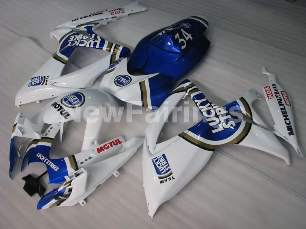 White and Blue Lucky Strike - GSX-R750 06-07 Fairing Kit