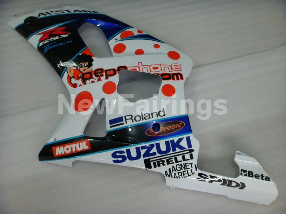 White and Blue Yellow Dark Dog - GSX-R600 01-03 Fairing Kit