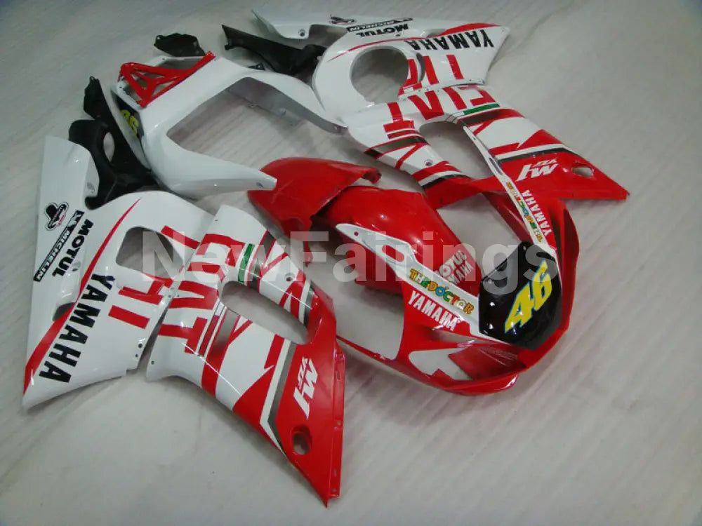 White and Red FIAT - YZF-R6 98-02 Fairing Kit Vehicles & Parts > Vehicle Parts & Accessories > Motor Vehicle Parts >