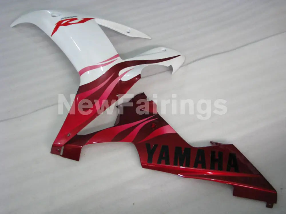 White and Wine Red Flame - YZF-R1 02-03 Fairing Kit