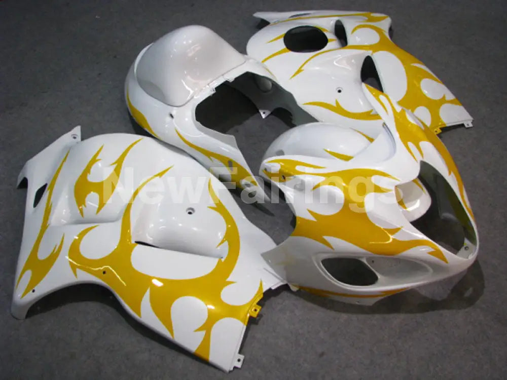 White and Yellow Flame - GSX1300R Hayabusa 08-20 Fairing