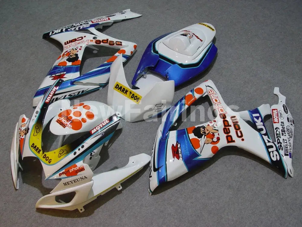 White and Blue Dark Dog - GSX-R600 06-07 Fairing Kit -