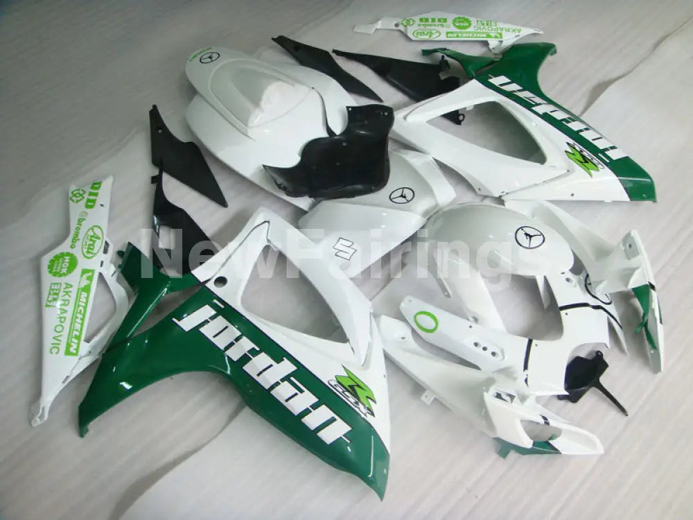 White and Green Jordan - GSX-R600 06-07 Fairing Kit -