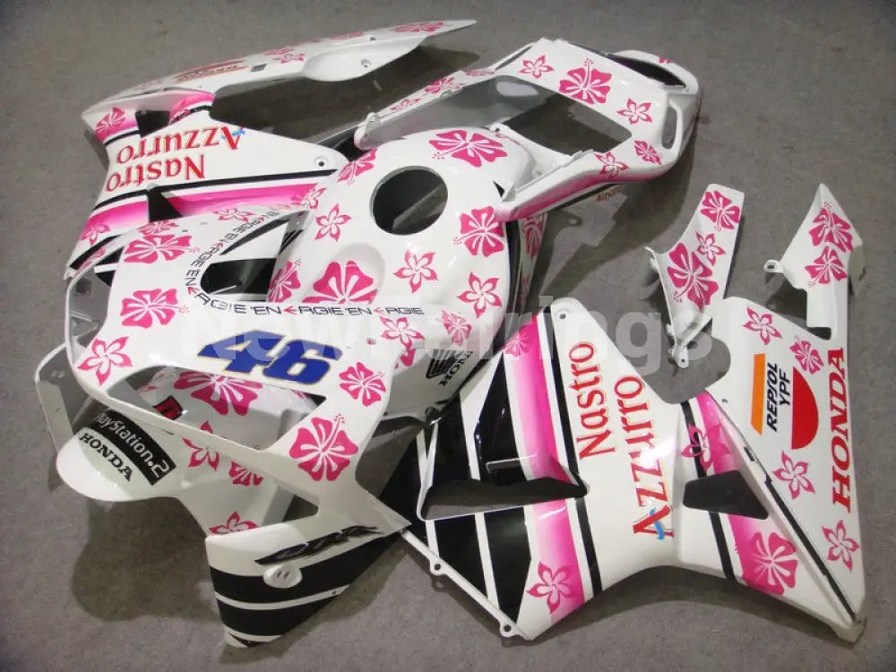 White and Pink Nastro Azzurro - CBR600RR 03-04 Fairing Kit -