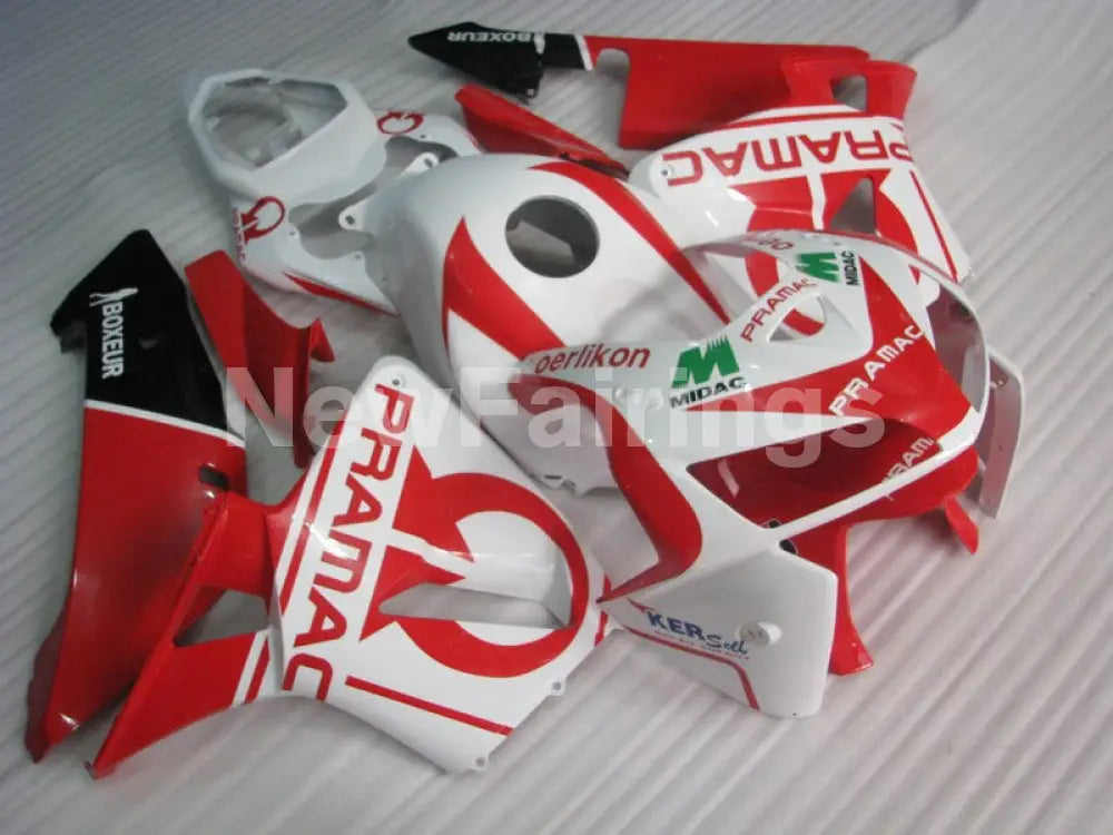 White and Red PRAMAC - CBR600RR 05-06 Fairing Kit - Vehicles