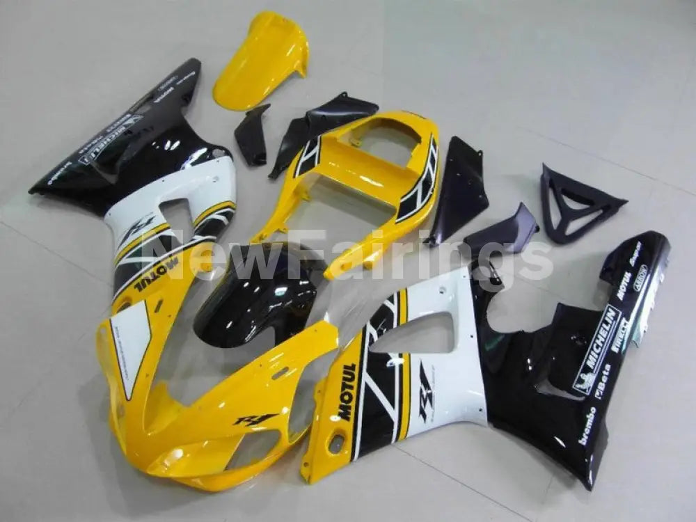 Yellow and Black White Factory Style - YZF-R1 00-01 Fairing